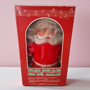 Vintage Walking Santa Claus Figurine Songs & Bell With Box
